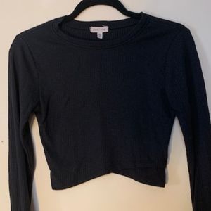 Silence + Noise black ribbed long sleeve shirt